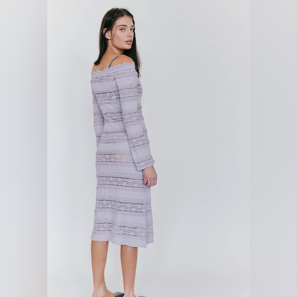 Nightcap Free People “French Antique” lavender blue lace midi boho dress S M L - Picture 3 of 7